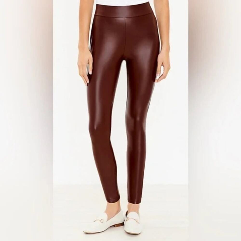 LOFT NWOT Women's Brown Faux Leather Pull On Pants/Leggings Size S